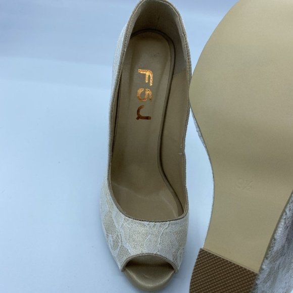 Women's Open Toe Platform Heel Lace Wedges Sandals - Picture 9 of 12